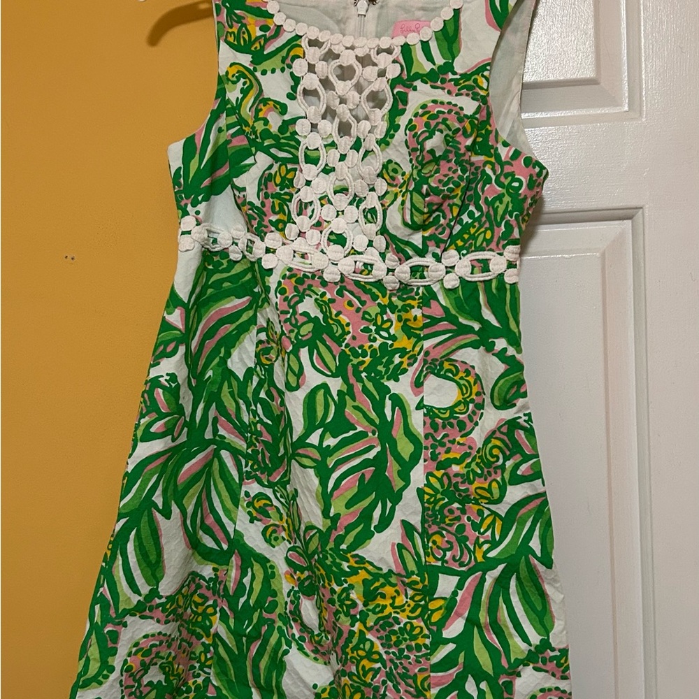 Lilly Pulitzer Green and Yellow Embellished Tiered Sundress